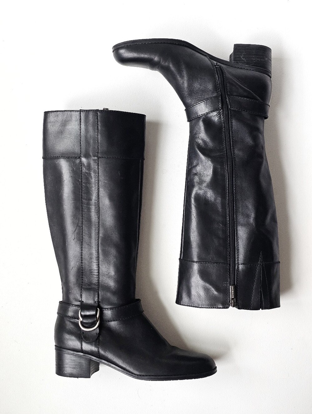 Bandolino Codi Black Leather Knee High Riding Boots Side Zip Women’s Size 9M
